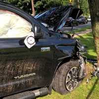 <p>The Toyota was severely damaged.</p>