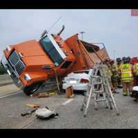 Dump Truck Full Of Stones Rolls Onto Sedan Along Rt. 30 In Lancaster (Photos)