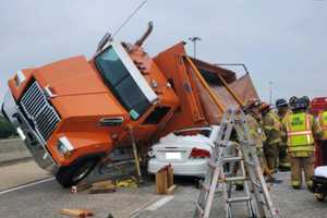 Dump Truck Full Of Stones Rolls Onto Sedan Along Rt. 30 In Lancaster (Photos)