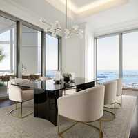 <p>The One Dalton Street condo has a catering kitchen, a wine room, and a family dining area.</p>