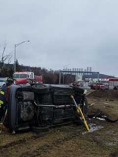 Troopers Save Man Trapped In Car After Rollover Crash In Danbury