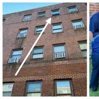 <p>Dayron Burney-Thorn jumped from this fourth-story window before his capture by Marshals on Monday, officials said.&nbsp;</p>