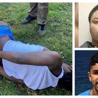 <p>Dayron Burney-Thorn is arrested by US Marshals after jumping from a fourth-story window in Germantown on Monday, Oct. 23.&nbsp;</p>