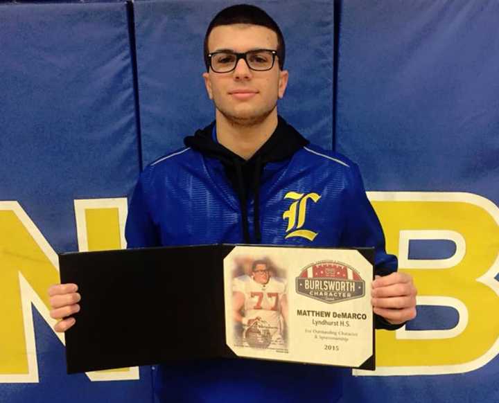 Lyndhurst football player Matt DeMarco earned the Burlsworth Character Award