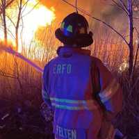 <p>Winds kept the Meadowlands brush fire going.</p>