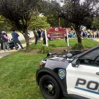 <p>Parents gathered at the Alexander Hamilton School in Glen Rock after a small ceiling fire ignited around 8:30 a.m. Wednesday, Oct. 18.</p>