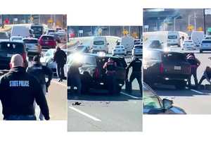 VIDEO: NJ Troopers Nab Fleeing Suspects After 'Demolition Derby' Crashes Near GWB