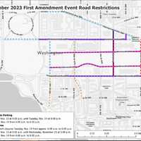 <p>The map of closures and restrictions in DC on Tuesday.</p>