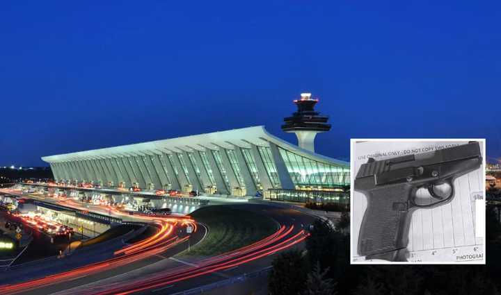 The man attempted to bring the gun onto a flight at Dulles International Airport.