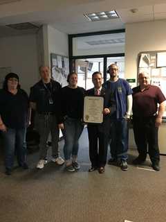 Duff Honors Norwalk's Combined Dispatch With State Citation