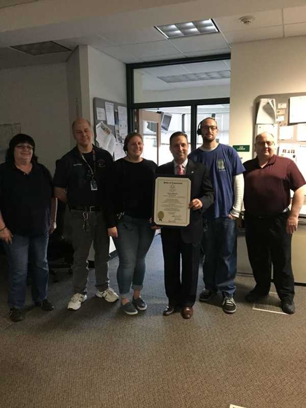 Duff Honors Norwalk's Combined Dispatch With State Citation