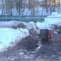 <p>A bucket loader was clearing snow when the tank neck was struck, Saddle Brook poliice said.</p>