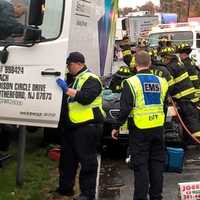 <p>The box truck driver was hospitalized with injuries that weren&#x27;t considered serious.</p>