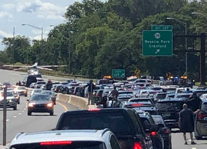 The crash occurred around noon at Exit 137 on the southbound Garden State Parkway in Clark.