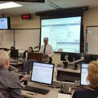 <p>Rockland County Executive Ed Day addresses emergency preparedness workers at a drill in Pomona Tuesday.</p>