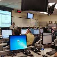 <p>Fire and emergency services workers take part in a drill in Pomona Tuesday as they prepare for a possible disaster at the Indian Point nuclear power plant in Buchanan.</p>