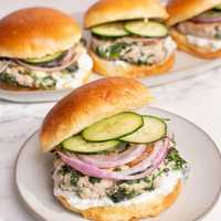 <p>Greek turkey burger with tzatziki from &quot;Fast. Simple. Delicious.&quot;</p>