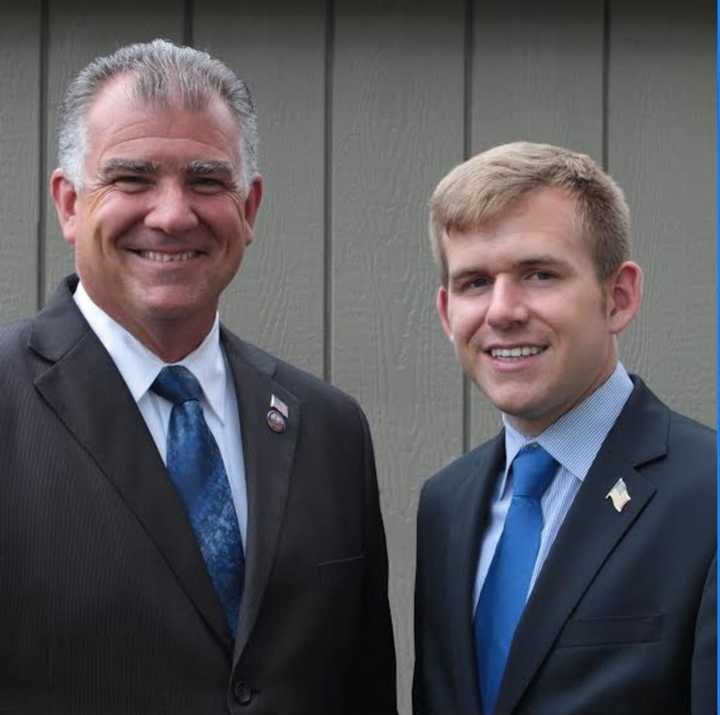 Joseph Dombrowski, left, and Daniel Golabek, right, will be sworn in to serve terms on the Elmwood Park Council.