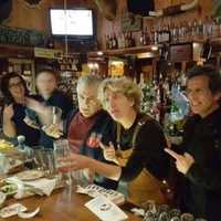 <p>Emma Thompson and Ben Stiller at Rhodes Tavern</p>