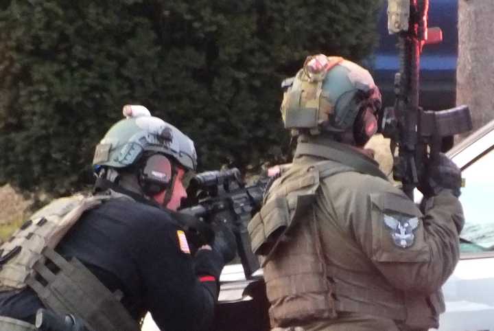 Members of a Bergen County Regional SWAT and Regional Crisis Negotiation Team responded along with Mahwah Police Emergency Services officers to Society Hill in Mahwah.