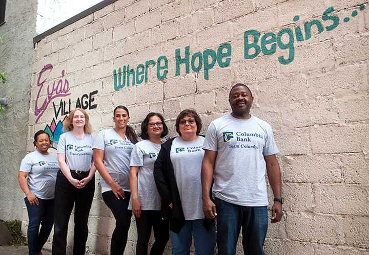 Volunteers from Columbia Banked served meals at Eva&#x27;s Village in Paterson.