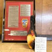 <p>The pin joins other tributes to the five Ridgefield firefighters who died in the infamous blaze.</p>