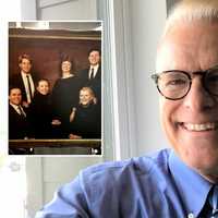 <p>Joe Bace at home in Charlotte, NC and inset (standing, left) with family.</p>