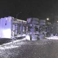 <p>Fort Lee firefighters cut out the windshield to free the driver.</p>