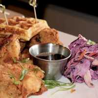 <p>Chicken and waffles is a comforting option on the Wilton restaurant&#x27;s menu.</p>