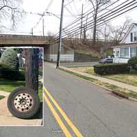 Flying Tire Slams Into House Below Route 17 Bridge