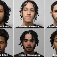 <p>Emmanuel Bernard (top right) fired the first shot, authorities said. Izaih Hernandez, Ernest Wilder and Arfani Ferreira all fired back, they said.</p>