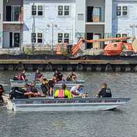 <p>Responders on the Hackensack River.</p>