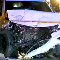 <p>Jeep Grand Cherokee at the scene of the crash on Newark Pompton Turnpike (Route 23) in Little Falls.</p>