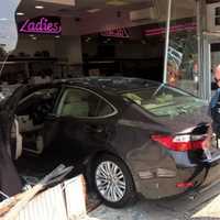 <p>At the scene of the crash at Zadies Bake Shop in Fair Lawn.</p>