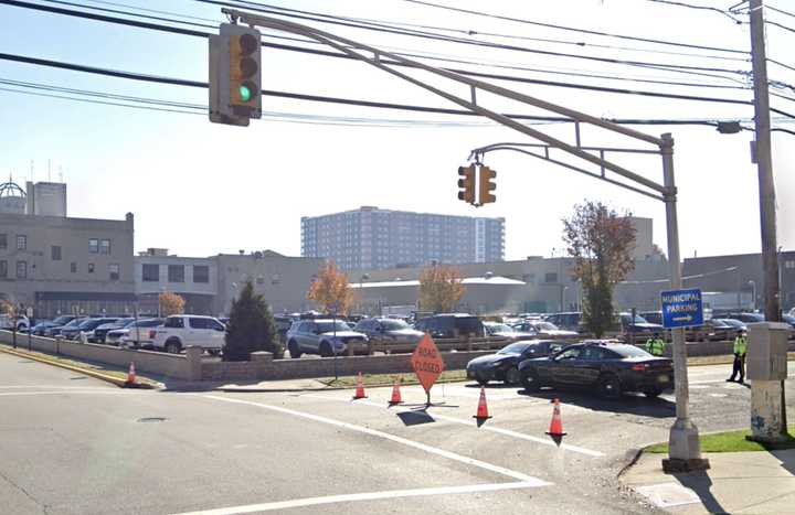 Behind Hackensack police headquarters.