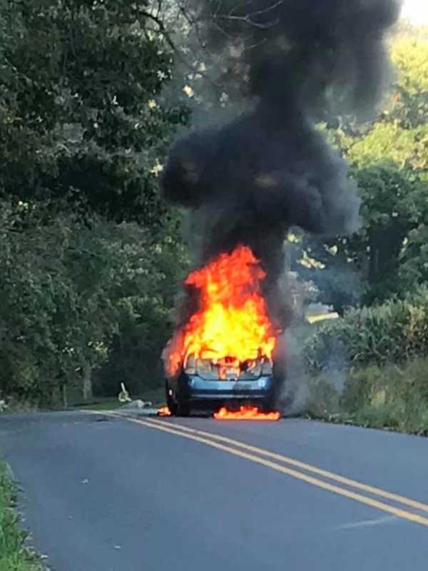 PHOTOS: Crews Douse Hunterdon County Car Fire