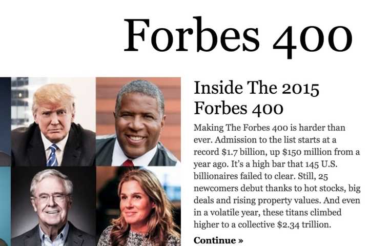 Westchester Residents Rank High On Forbes' New Top 400 List