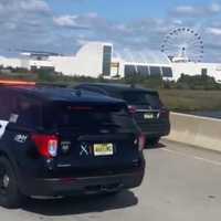 <p>Police on the Route 3 bridge over the Hackensack River.</p>