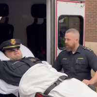 <p>Kyle Gilmartin as he is released from Geisinger CMC on Tuesday, Jan. 23.&nbsp;</p>