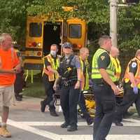 <p>The bus driver, adult passenger and 11-year-old special needs student were all brought on gurneys to the ambulances following the crash in Ridgewood.</p>