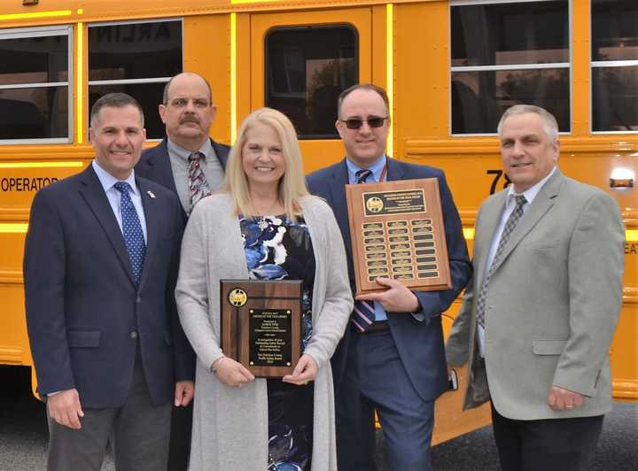 From left: County Executive Molinaro, Mr. Johnson, Ms. Tito, Arlington Central School District Superintendent Brendan J. Lyons, and Mid-Hudson Transportation Supervisor’s Association President Ron Mackey