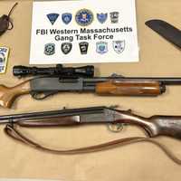 <p>The guns and knives Holyoke police said they found inside Sheri Sulewski&#x27;s trash bag.</p>