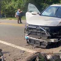 <p>The Honda CR-V collided with another vehicle and slammed into a utility pole on Paramus Road on Sunday, July 2.</p>