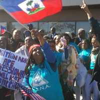 <p>Dozens protest &quot;no haitians&quot; ad</p>