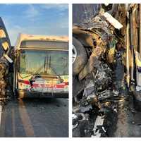 <p>Scene from the SEPTA crash on West Chester Pike in Haverford on Tuesday, Aug. 8.</p>