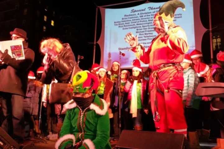 Santa And Friends Rappel 22 Stories For Stamford's Heights & Lights