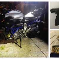 <p>Cody Heron&#x27;s motorcycle, gun, and helmet, according to the Philadelphia DA&#x27;s Office.</p>