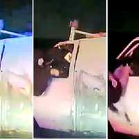 <p>Up-close video shows Kevin Harlfinger slamming a stolen van into a Garden State Parkway guardrail, emerging through the driver’s side window and exchanging gunfire with police who shoot him dead.
  
</p>