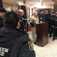 <p>Ferrante addresses the troops, boosted by more than 20 Union City police officers.</p>