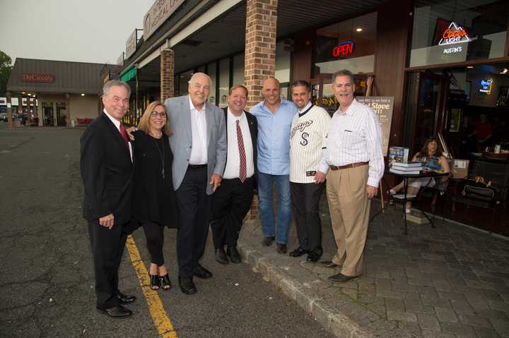 From left, County Executive Ed Day, Rockland Independent Living Center (RILC) deputy director Lorraine Greenwell, Ed Kranepool, Clarkstown Supervisor George Hoehmann, Jim Leyritz, RILC director David Jacobsen and RILC board director David Goldwasser.